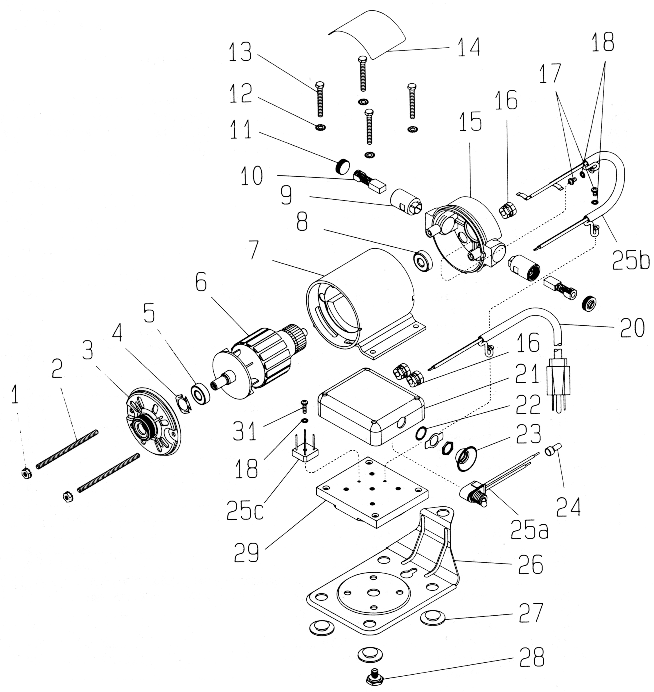 Dumore Series 6 Flexible Shaft Grinder Replacement Parts | Low Speed Motor